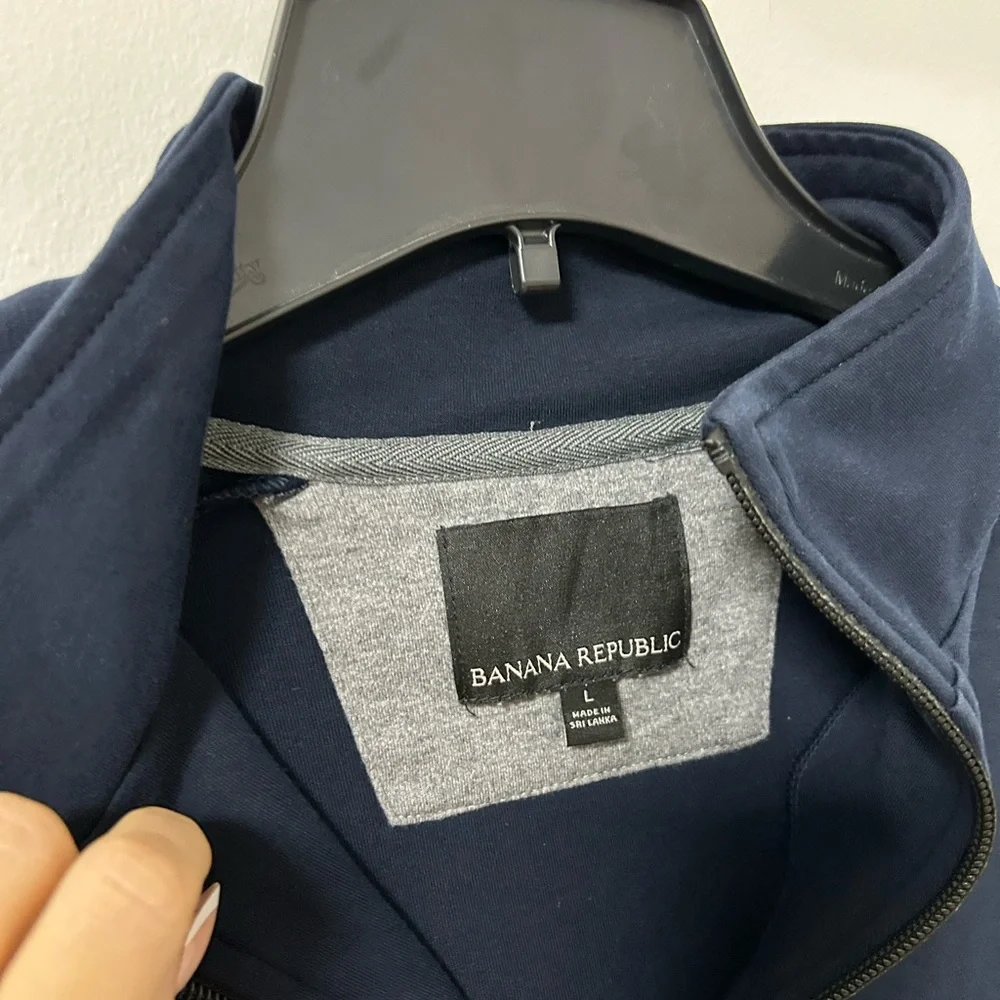 Banana Republic 1/4 zip pullover Navy Blue Men's Sweater sweatshirt large dressy